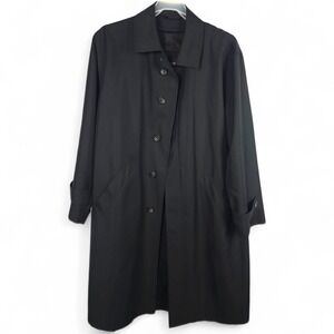 BAUMLER Men's Vintage Black Trench Coat 44 Overcoat Zip Out Wool Liner Canada 50